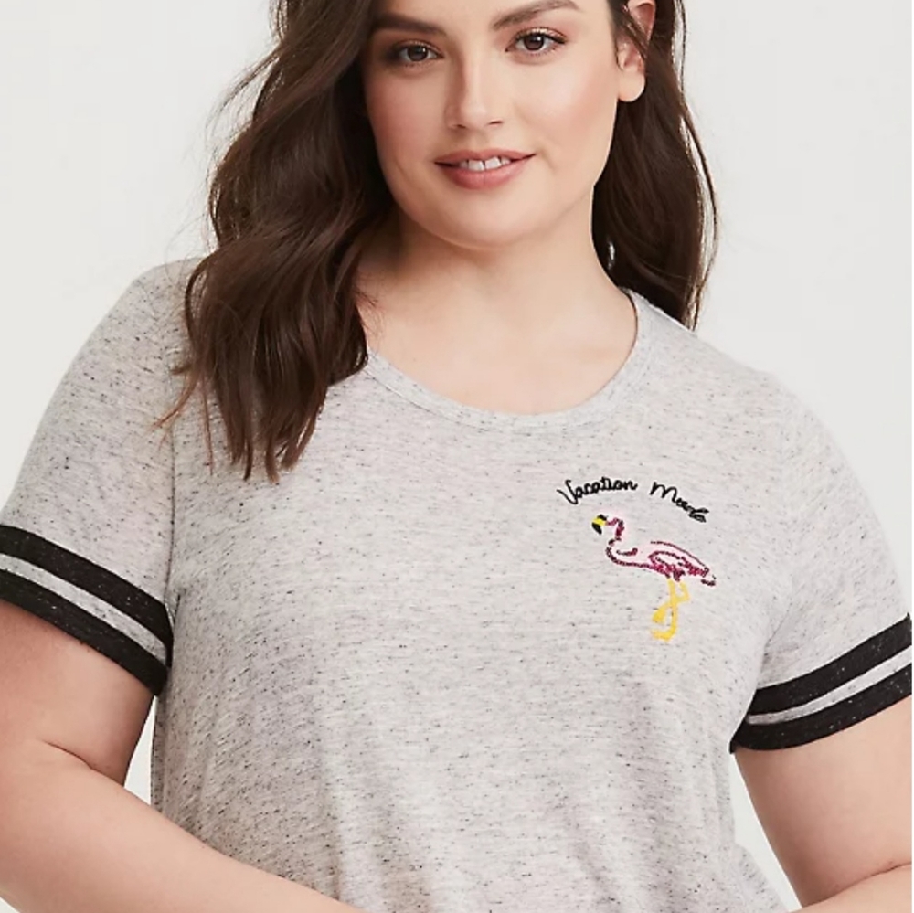 Grey Flamingo Triblend Fitted Tee